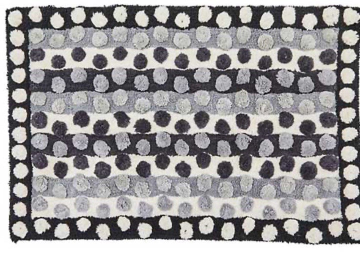 MACKENZIE CHILDS Stripe And Dot Grey BATH RUG 24" W x 36"  NIB