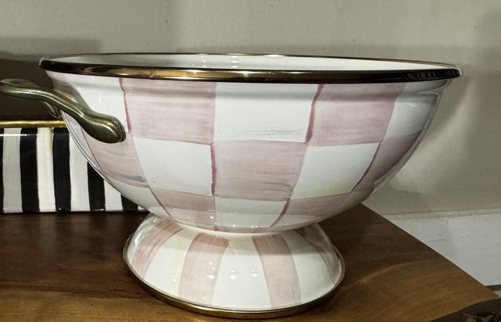 MacKenzie-Childs Rosy Check Almost Everything Bowl Enamel New!