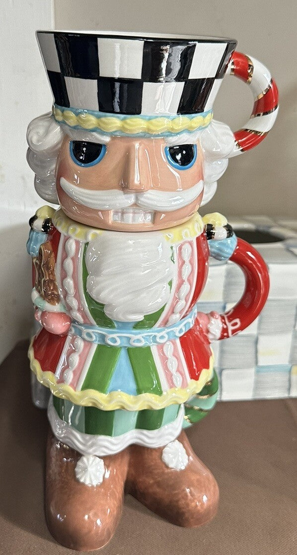 Mackenzie Childs Exclusive Sweet. Stacking Nutcracker Mug Tower Set 3