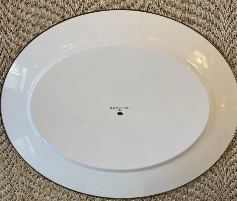 Mackenzie Childs One Courtly Check Large Oval Serving Platter Enamel 22”x17.5”