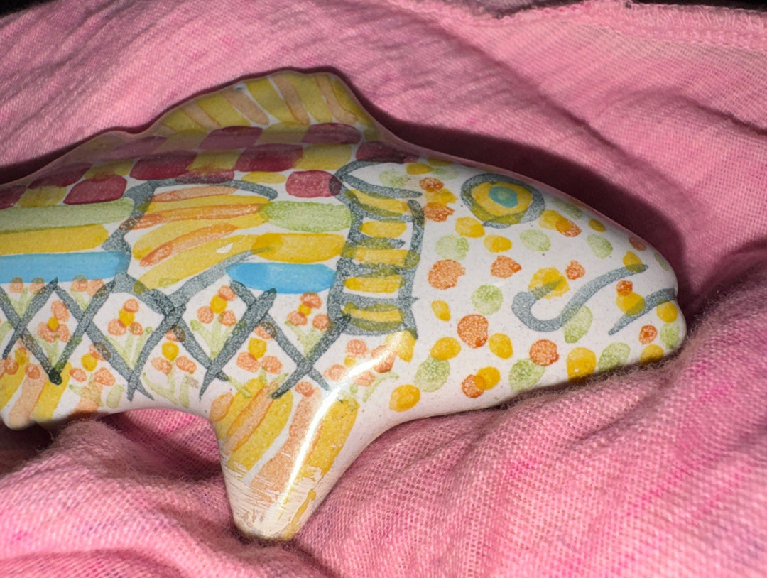 Mackenzie Childs  Yellow/ Orange/ Pink Green   Right Facing Fish Knob Pull-B