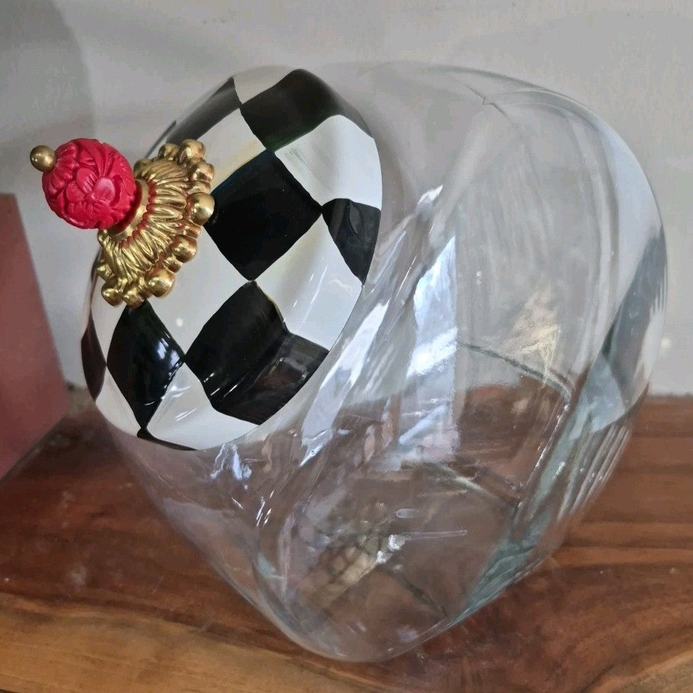 MacKenzie Childs  Cookie Jar with Courtly Check Enamel Lid- New