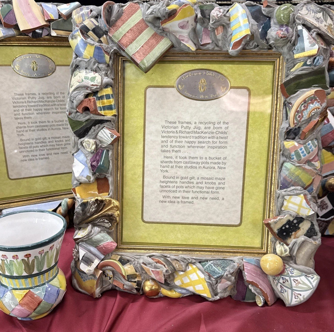Mackenzie Childs Huge Putty Pottery Shard 8” X 10” Picture Frame Stamped 1983