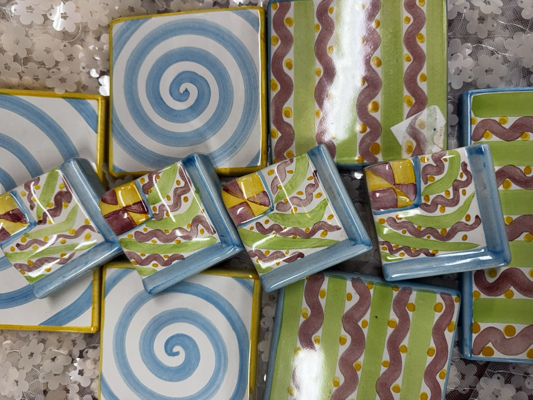 Mackenzie Childs Straight Edge Angle Tile 2.25” Wall court New - One Tile