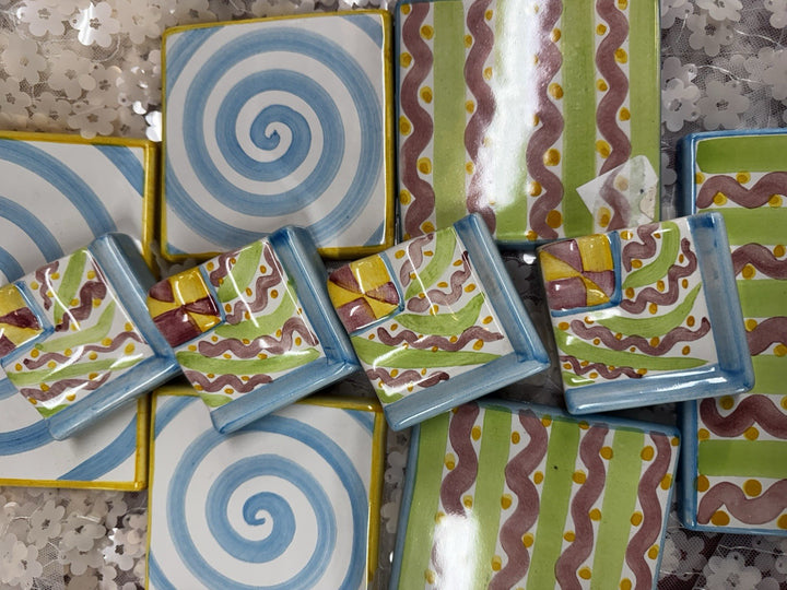 Mackenzie Childs Straight Edge Angle Tile 2.25” Wall court New - One Tile