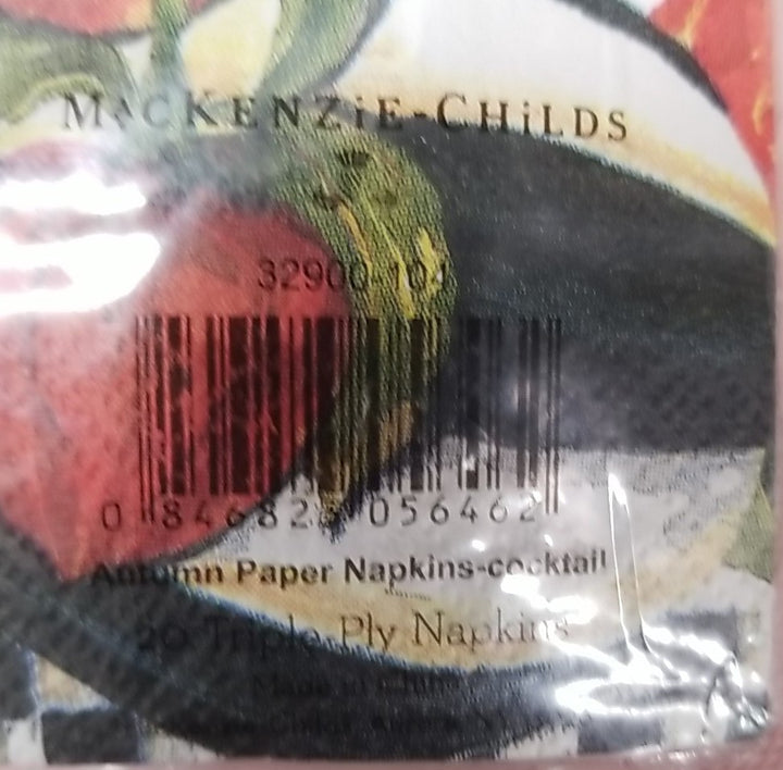 New Mackenzie Childs 5” Autumn Crow Paper Cocktail Napkins - 20 Pack New