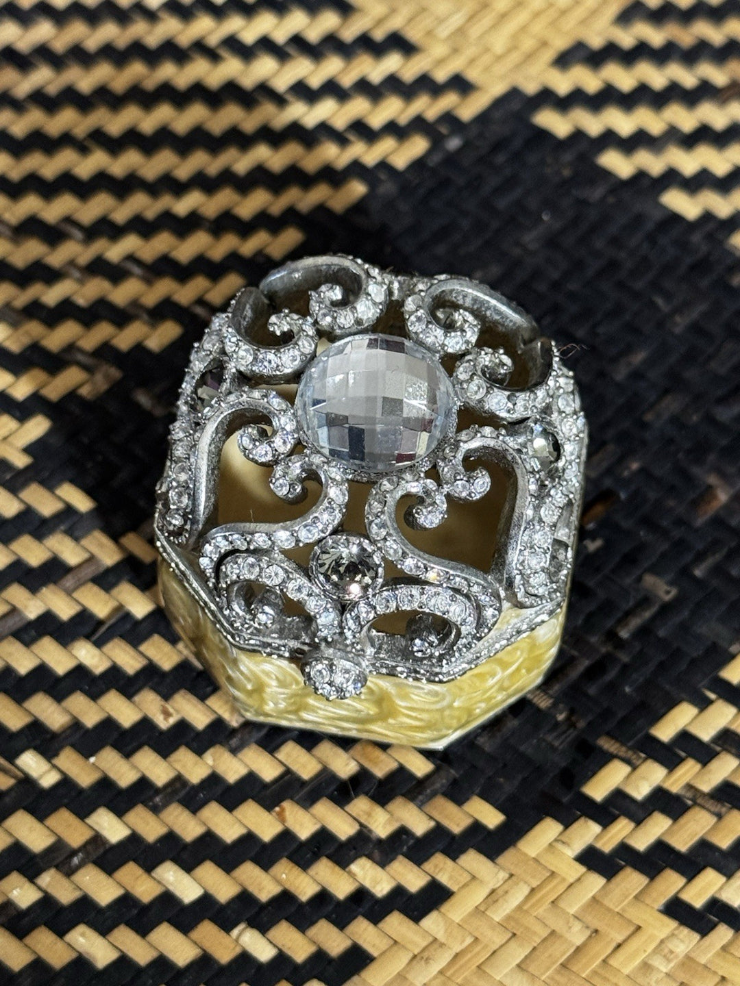 Jay Strongwater Enamel Crystal And Pearl  Trinket Box