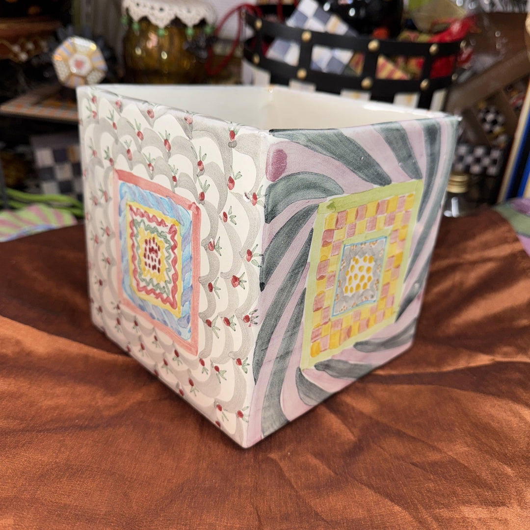 MacKenzie Childs 6" Square Taylor Planter Ceramic- Retired