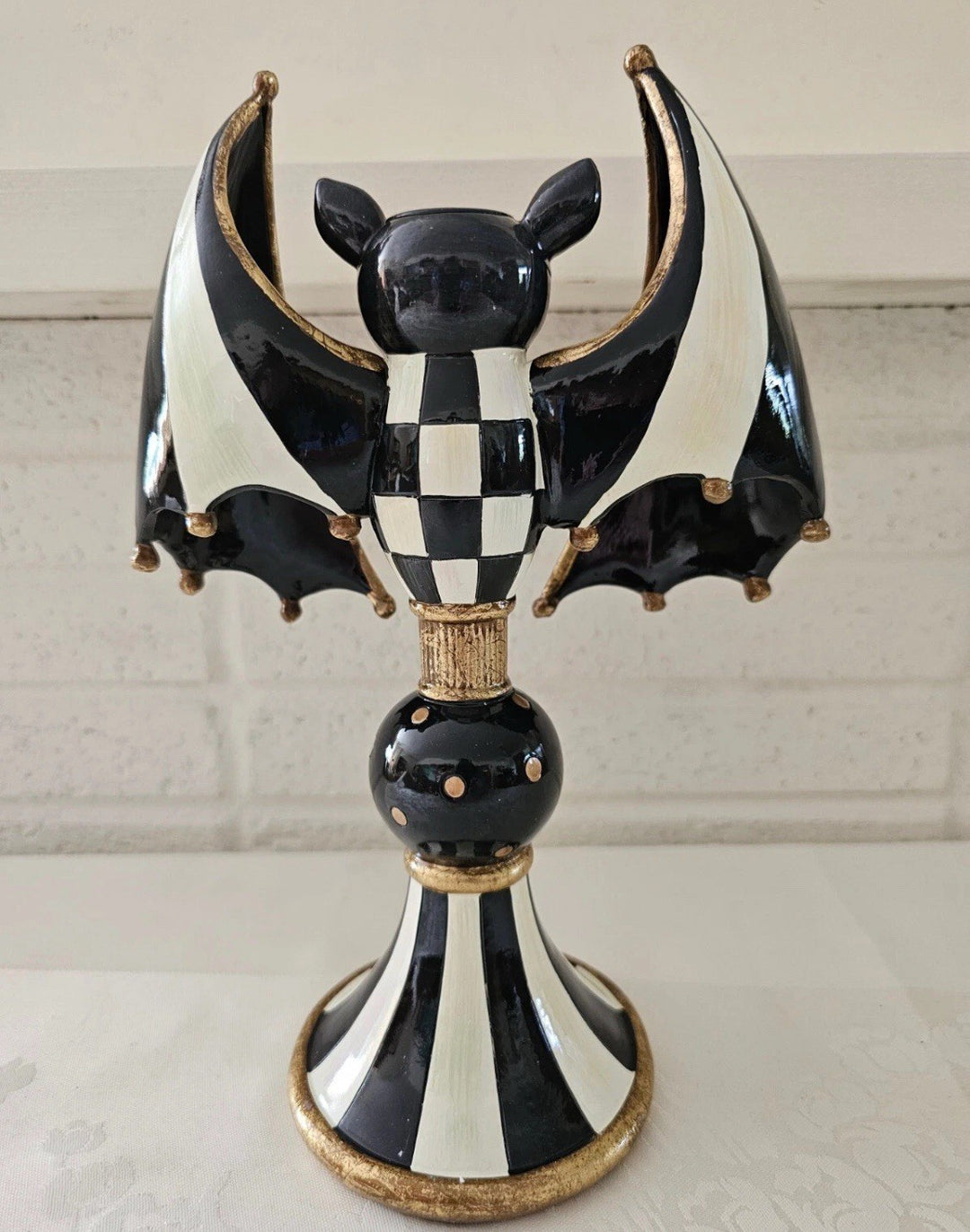 NEW Mackenzie Childs COURTLY CHECK BAT CANDLE HOLDER  Wonderful M-C Whimsy