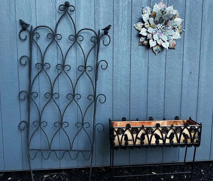 Mackenzie Childs  CAST IRON And Copper Bird On Ball  PLANT -FLOWER STAND