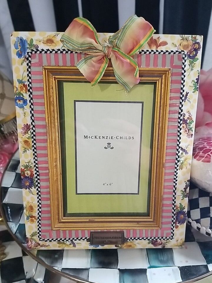 MACKENZIE CHILDS Picture Frame Buttercup Hand Painted 4x6 photo in 9x7 Vintage