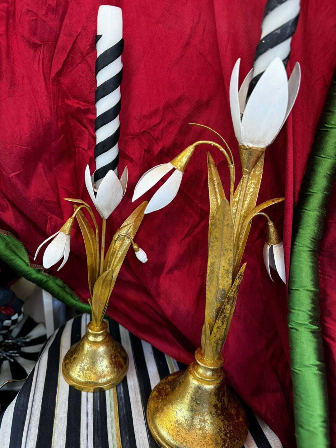 Mackenzie Childs  Snowdrop Candlestick Holder  - Short Retired