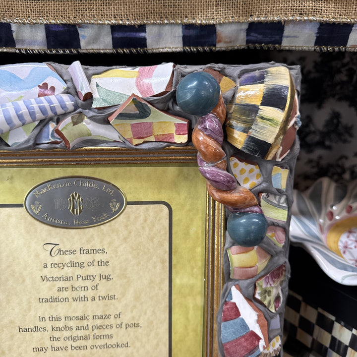 Mackenzie Childs Huge Putty Pottery Shard 8” X 10” Picture Frame Stamped 1983