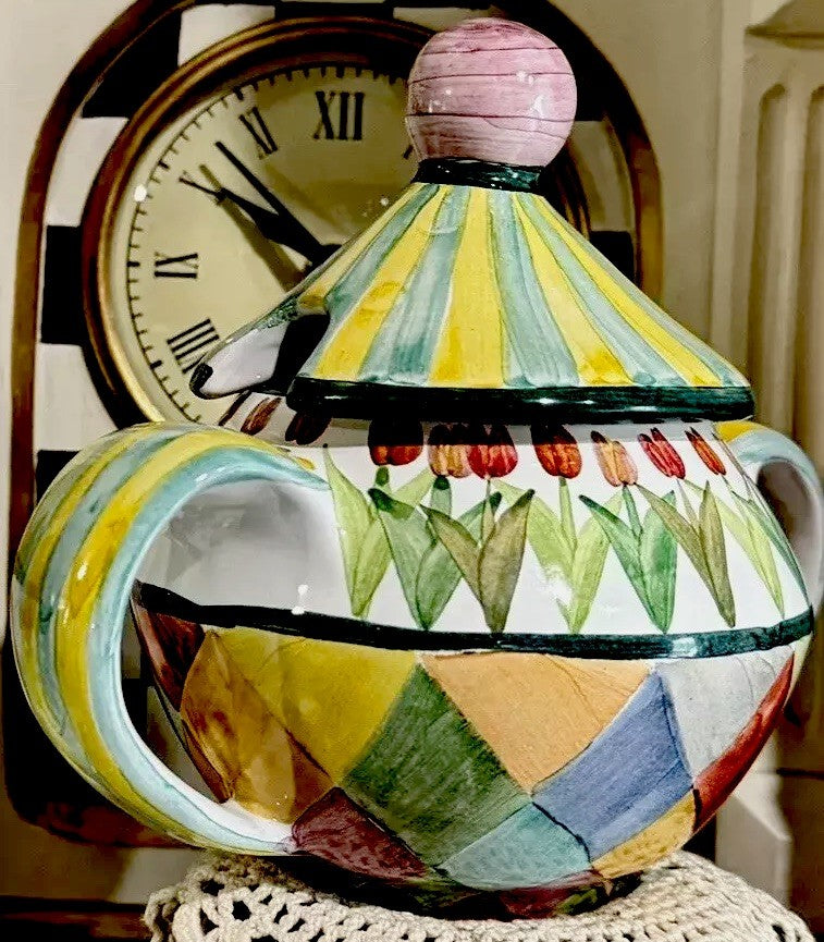 MacKenzie Childs Poplar Ridge - Sugar Bowl With  Lid - Ceramic