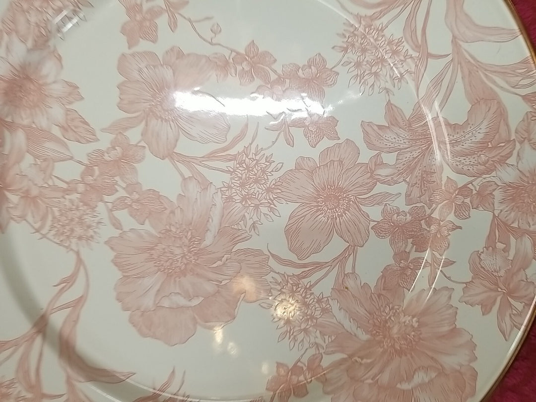 Mackenzie Childs 12” Rosy English Garden Toile Charger Enamel- New