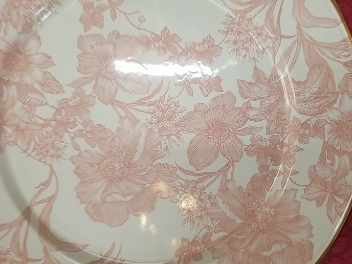 Mackenzie Childs 12” Rosy English Garden Toile Charger Enamel- New