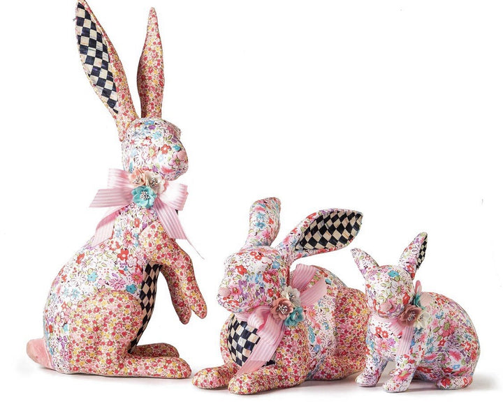 MacKenzie Childs Prairie Resting Bunny Courtly Check And Floral Nib Retired