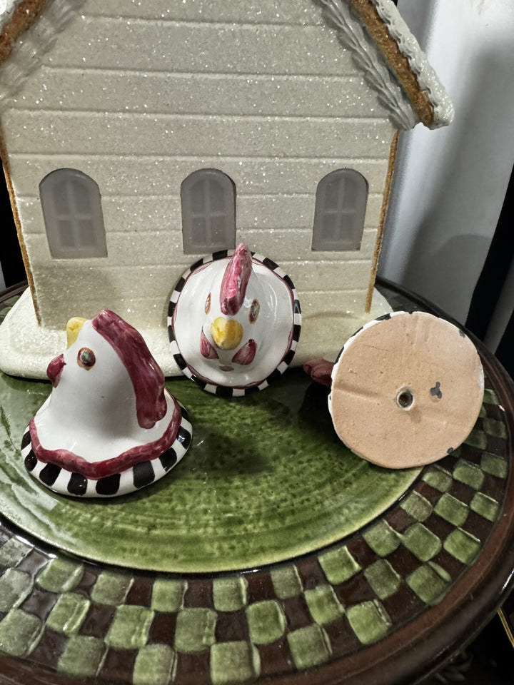 Mackenzie Childs One Ceramic Chicken Rooster Cabinet Knob/Pull-  With Hardware