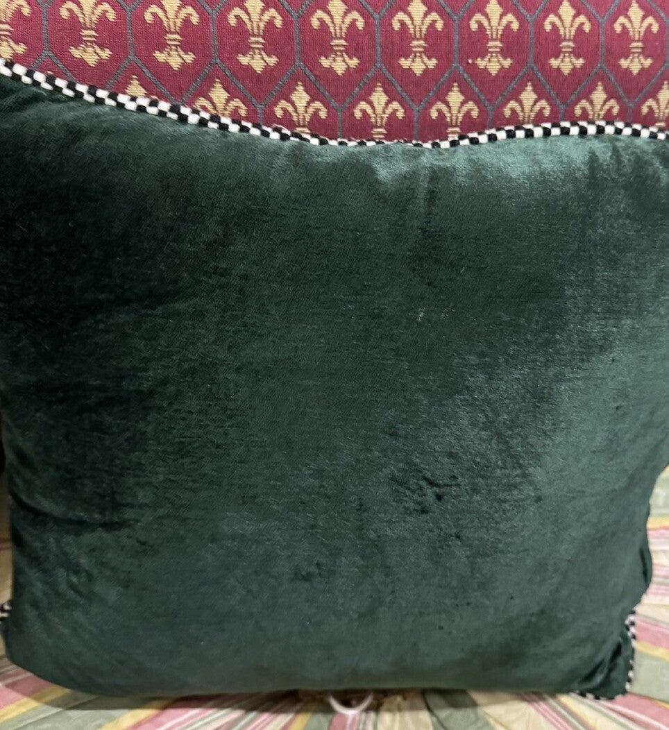 Mackenzie Childs Retired  Beaded  Inverness  Plaid  Pillow 13” Square  Excel