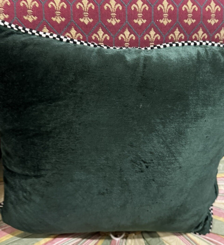 Mackenzie Childs Retired  Beaded  Inverness  Plaid  Pillow 13” Square  Excel