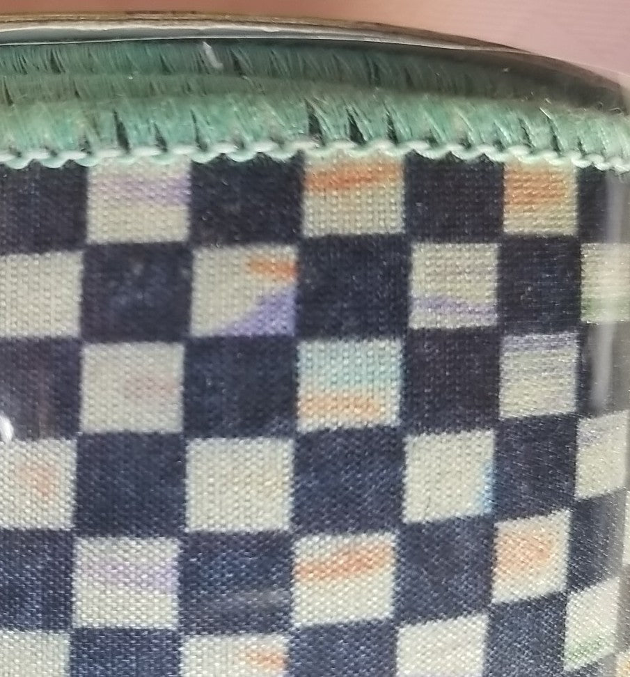 MacKenzie Childs Courtly Check Ribbon Aqua Blue Edge 2.5" Wide - Full Role New