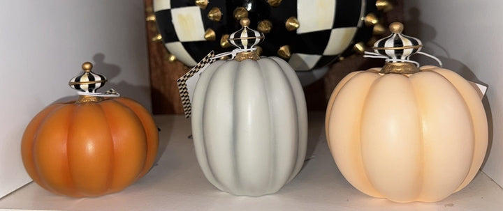 Fall On The Farm Mini Pumpkins, Set of 3 - Retired Orange And Grey- New