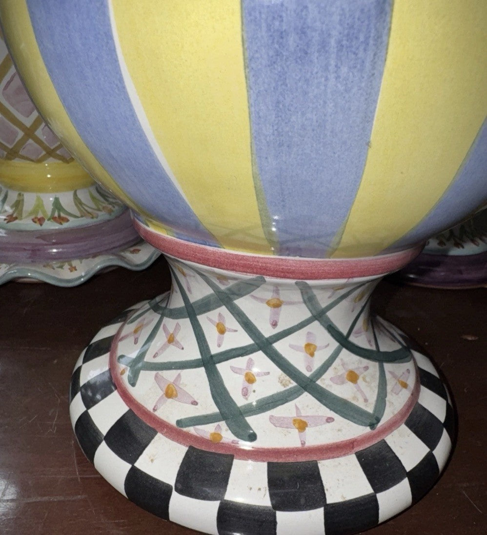 Retired MacKenzie Childs Odd Fellows Taylor Globe Ceramic Canister 14" 2025