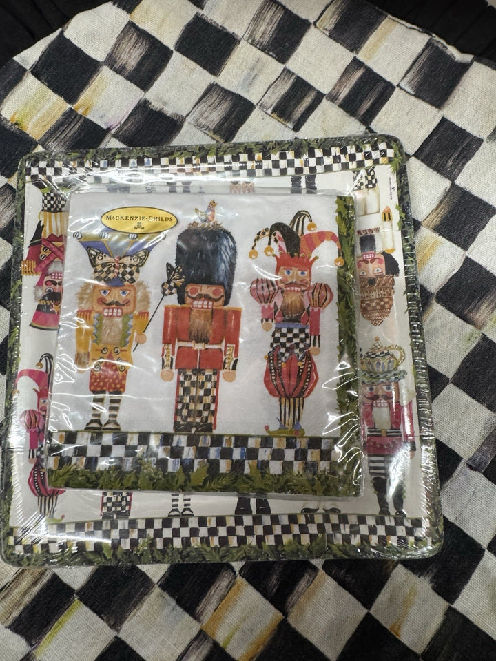 Mackenzie Childs Nutcracker Brigade Dessert Paper Plates & Cocktail Napkins Nip