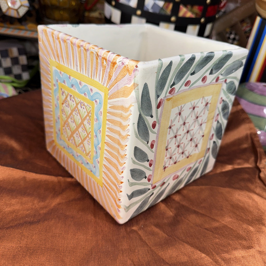 MacKenzie Childs 6" Square Taylor Planter Ceramic- Retired