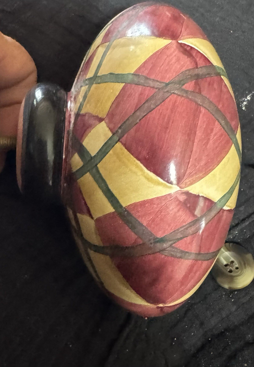 Mackenzie Childs  Argyle Frank And Mustard  Garden Ball- HTF - Ball Only