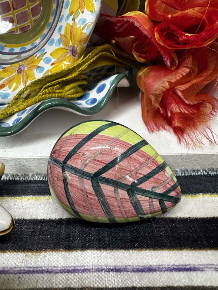 MacKenzie Childs  One HTF Leaf Knob  2”x 3.” Ceramic Retired Pattern