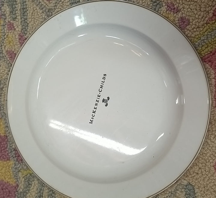 Mackenzie Childs Enamel Shallow Bowl Pink Bathing Hut 9” Excellent