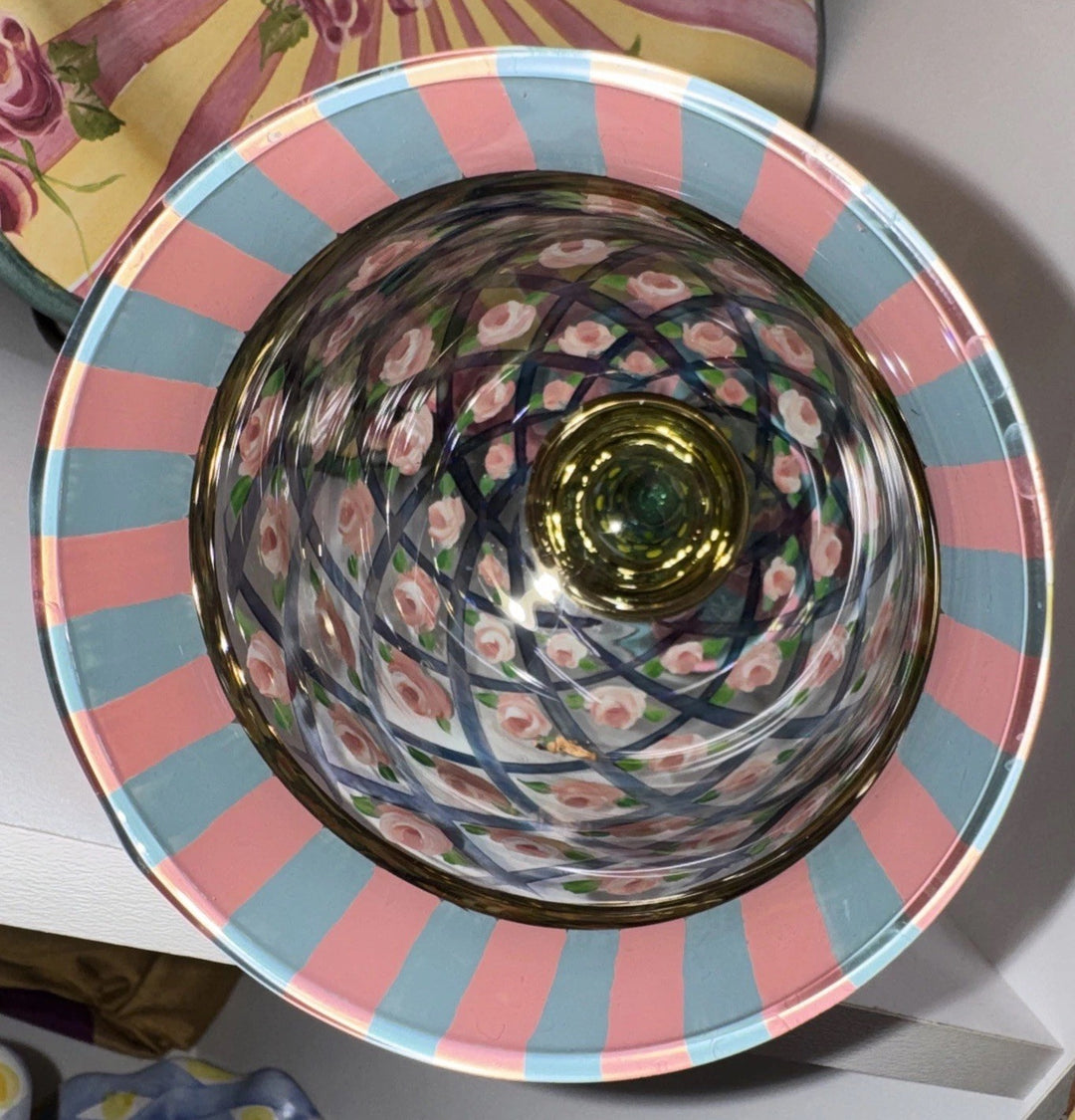 MacKenzie Childs Circus Rose Arbor Water Goblet