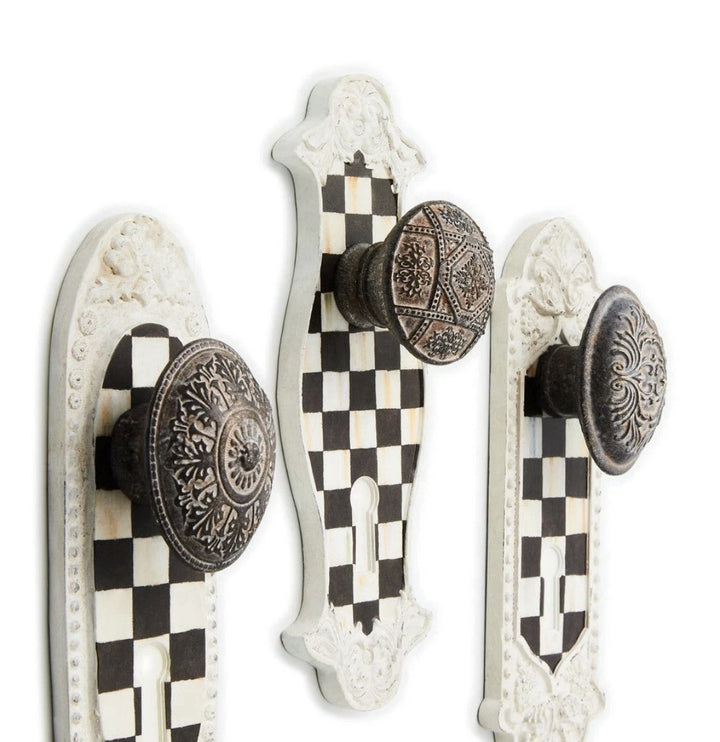 Brand New Mackenzie Childs Courtly Door Knob Hooks, Set of 3