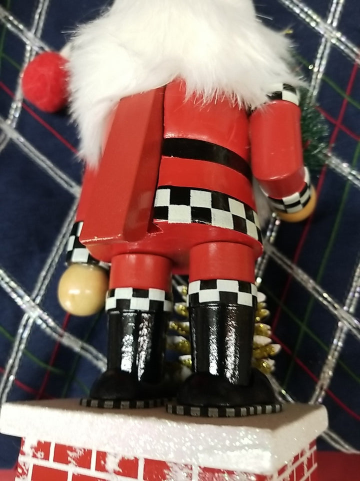 MacKenzie Childs Rooftop Santa Claus Nutcracker 9" Tall Christmas- New