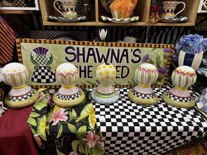 MacKenzie Childs Ball For Garden Or To Top Off Shelves-  Component Terracott