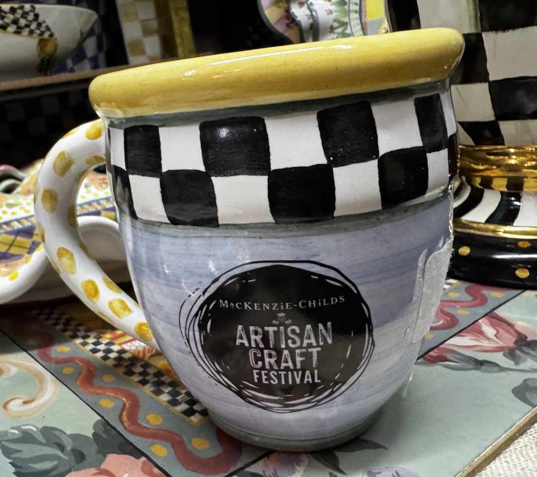 New Set Of 2- MacKenzie Childs Collectible Artisan Craft Festival Ceramic Mugs