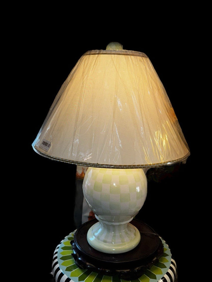 Mackenzie Childs Lamp Globe Green Check - Made In Aurora
