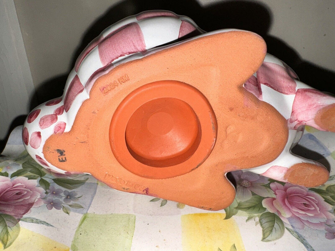 Mackenzie Childs Honeymoon Pink Rose Honeymoon Bunny Bank NEW! RETIRED!!