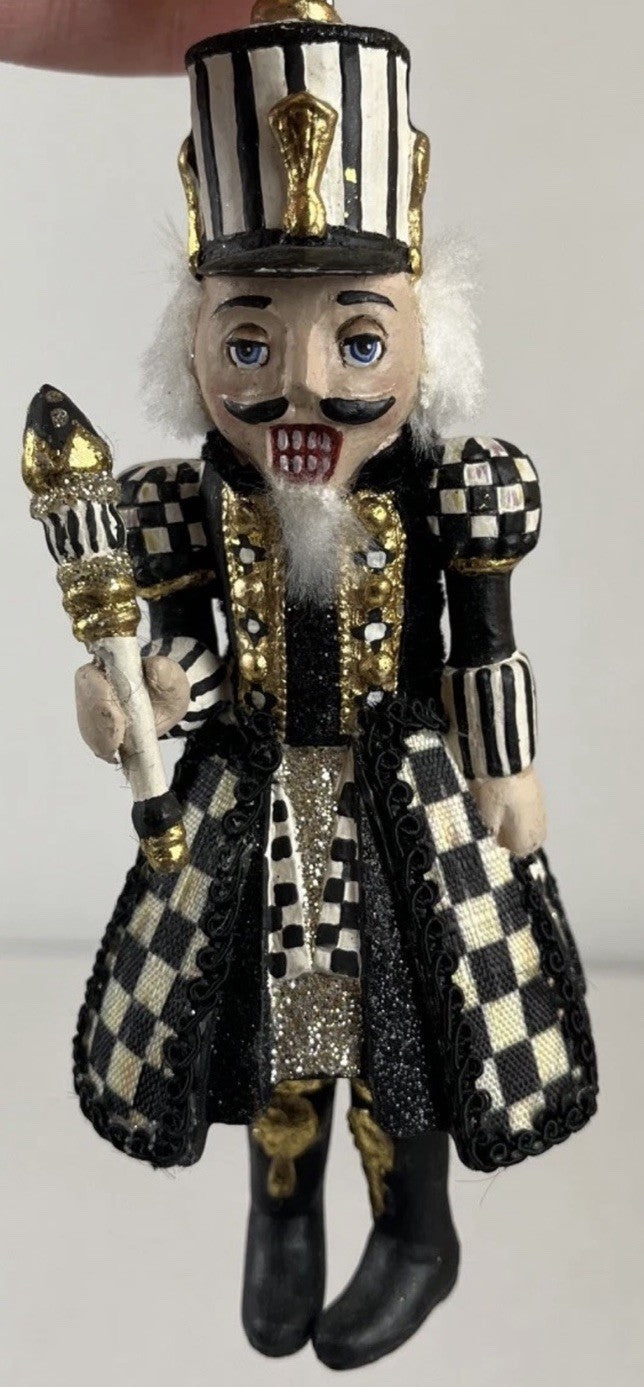 MacKenzie Childs Courtly Check Nutcracker King Ornament- Excellent