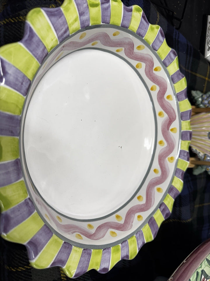 Mackenzie Childs Ceramic Piccadilly Pie Dish  Plate 12” - Made In Aurora NY