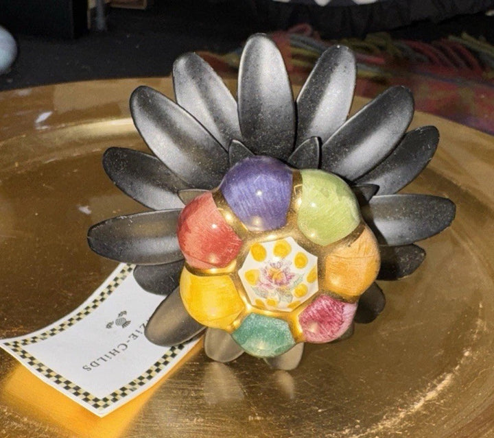 MacKenzie Childs 1.5 ” Rosie Posie Flower Knob-on A Metal Flower Stake