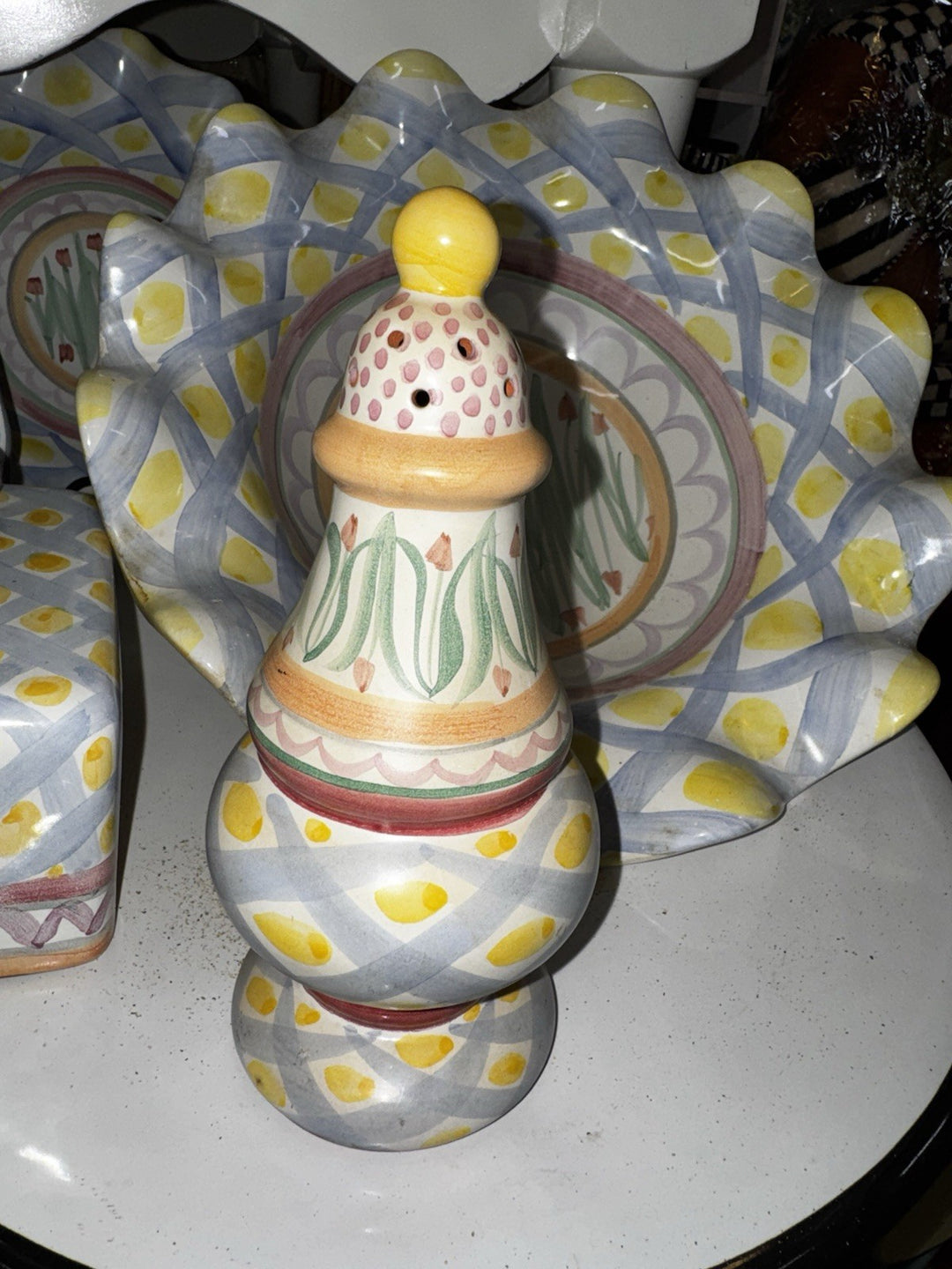 MacKenzie Childs Aalsmeer   Taylor  Ceramic Sugar Shaker Made in Aurora