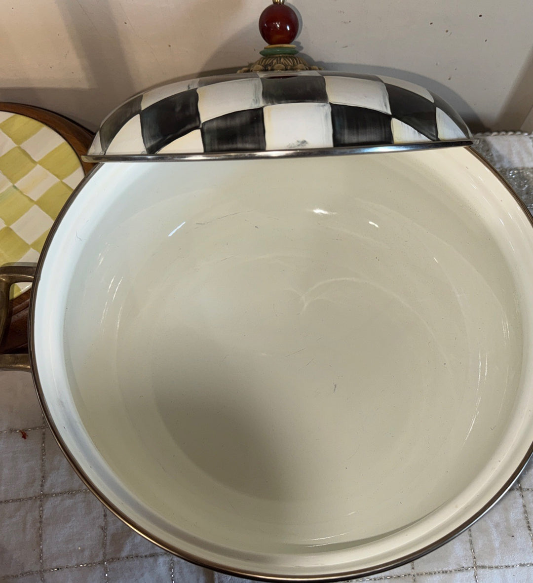 Mackenzie Childs Vintage Casserole 10-inch with Lid Courtly Check