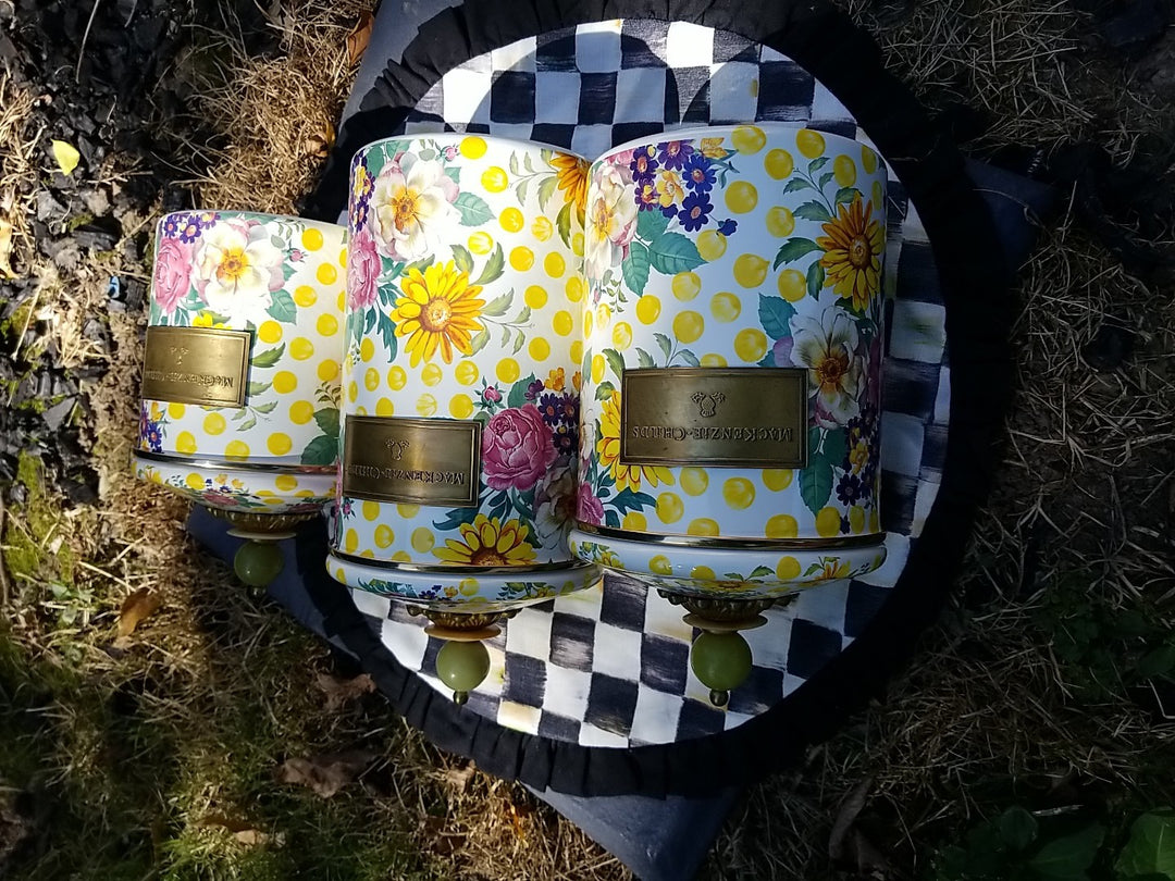 MacKenzie Childs Buttercup Canisters Set of 3, Retired Pattern, Lidded. S M L