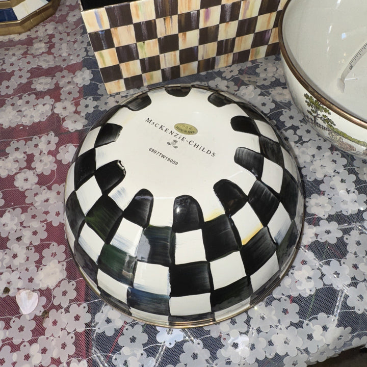 Mackenzie Childs Courtly Check Enamel 7.5” X3.5” Everyday  Bowl Retired Small