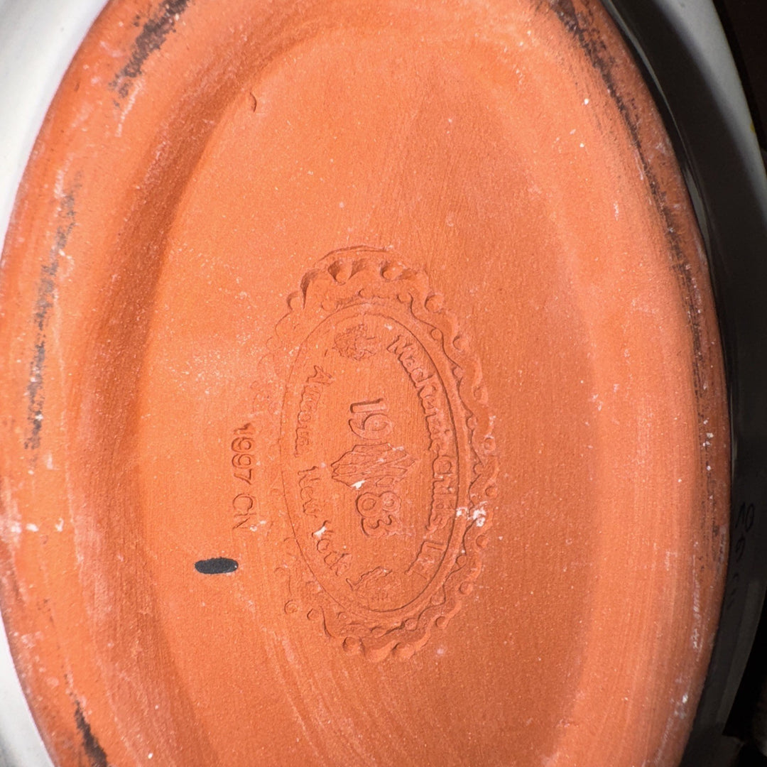 MacKenzie Childs Taylor Aalsmere  Small Oval Trinket Soap Dish 6.25" Ceramic