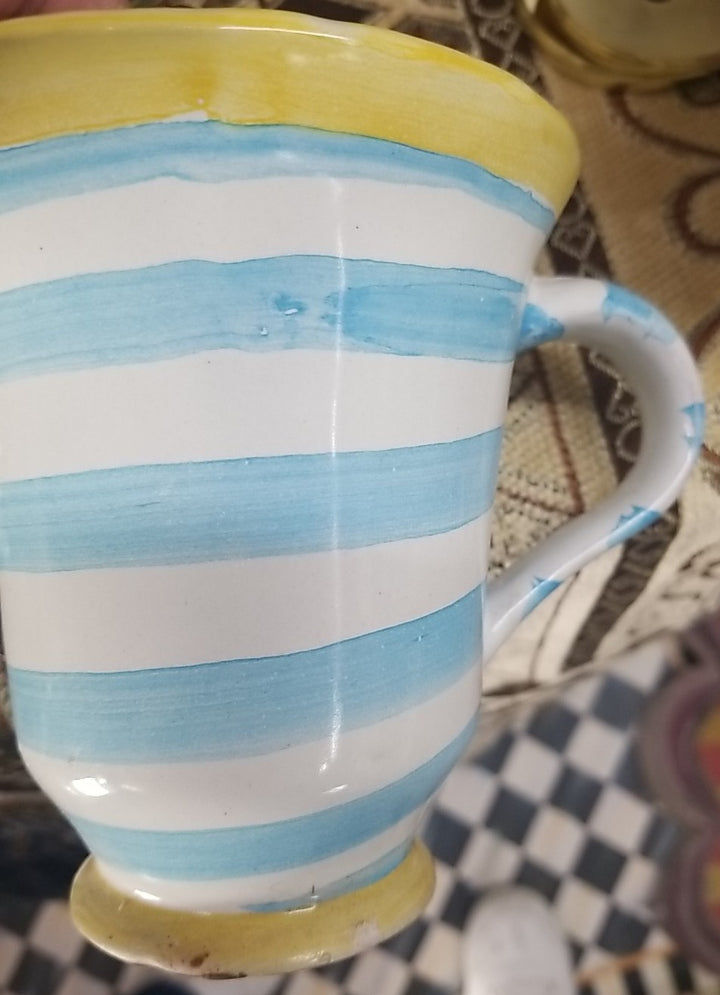 MacKenzie Childs Wallcourt Spencer Footed  MUG  Retired Pattern