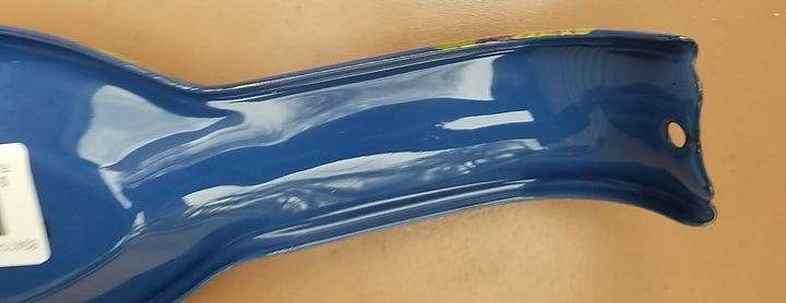 MACKENZIE CHILDS Blue Lapis Flower Market Enamel Spoon Rest NEW