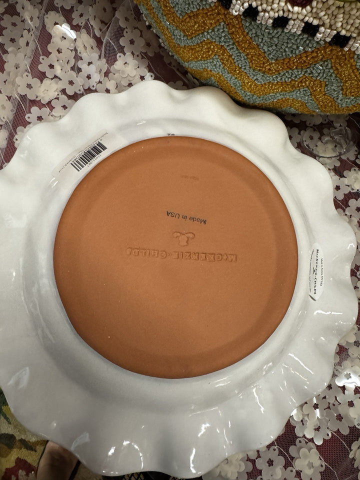 RETIRED MACKENZIE CHILDS FLUTED HITCHCOCK FIELD CERAMIC DINNER PLATE 11”